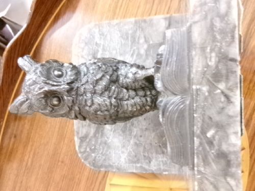 TWO SPELTER MARBLE OWL BOOKENDS CIRCA 1910 - ADDITIONAL PHOTO 5