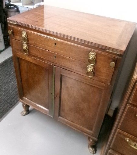 GEORGIAN CIRCA 1790 MAHOGANY WRITING DESK WITH BRASS PAW FEET
