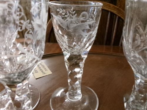 Six early Faceted Stemmed Drinking Glasses Circa 1790/1810 View V