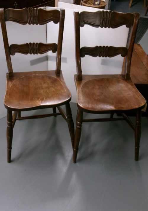 Pair of Victorian Kitchen Chairs Circa 1890.