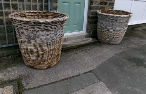 Two Extra Large Circular Baskets for Logs or Planters
