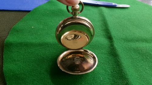 GOLD PLATED FULL HUNTER POCKET WATCH BUTTON WIND - ADDITIONAL PHOTO 4