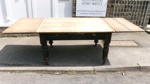 Victorian 8ft 2" Nice Original Pine Scrub Top Drawer Leaf Table