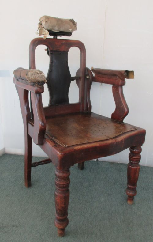 Barber's Chair Circa 1920 Adjustable Back & Headrest