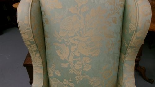 CIRCA 1920'S GREEN WING ARM CHAIR - ADDITIONAL PHOTO 2