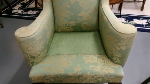 CIRCA 1920'S GREEN WING ARM CHAIR - ADDITIONAL PHOTO 11