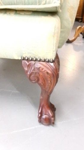 CIRCA 1920'S GREEN WING ARM CHAIR - ADDITIONAL PHOTO 6