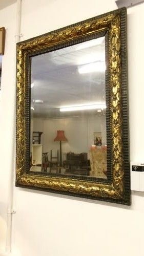 VICTORIAN RECTANGULAR BRASS MOUNTED WOODEN MIRROR