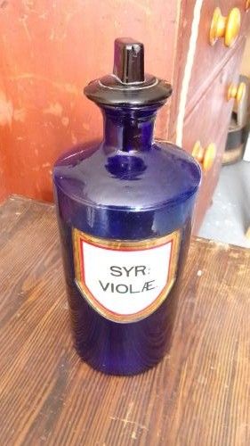 LARGE BRISTOL BLUE VICTORIAN CHEMIST BOTTLE LOLLIPOP STOPPER