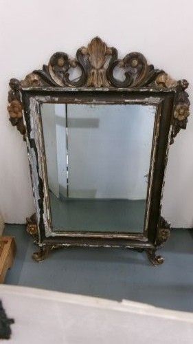 GEORGIAN ORIGINAL CARVED WOOD WALL MIRROR