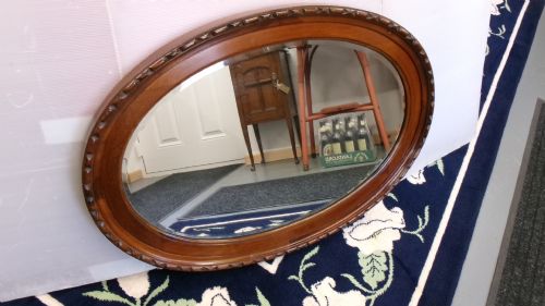 EDWARDIAN MAHOGANY OVAL WALL MIRROR - ADDITIONAL PHOTO 6