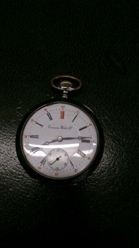 Silver and Niello Enamel Tavannes Pocket Watch C1910