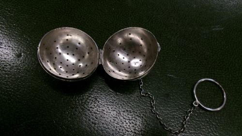 STERLING SILVER TEA INFUSER ON CHAIN - ADDITIONAL PHOTO 1