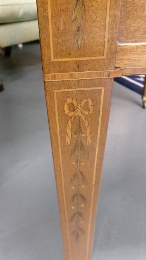 MAHOGANY INLAID FREE STANDING CYLINDER TOP WRITING DESK - ADDITIONAL PHOTO 5