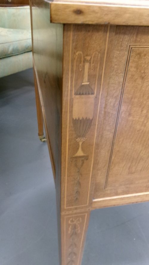 MAHOGANY INLAID FREE STANDING CYLINDER TOP WRITING DESK - ADDITIONAL PHOTO 4