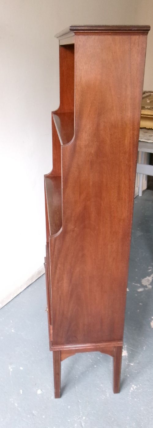 EDWARDIAN MAHOGANY INLAID ONE DRAWER BOOKCASE - ADDITIONAL PHOTO 2