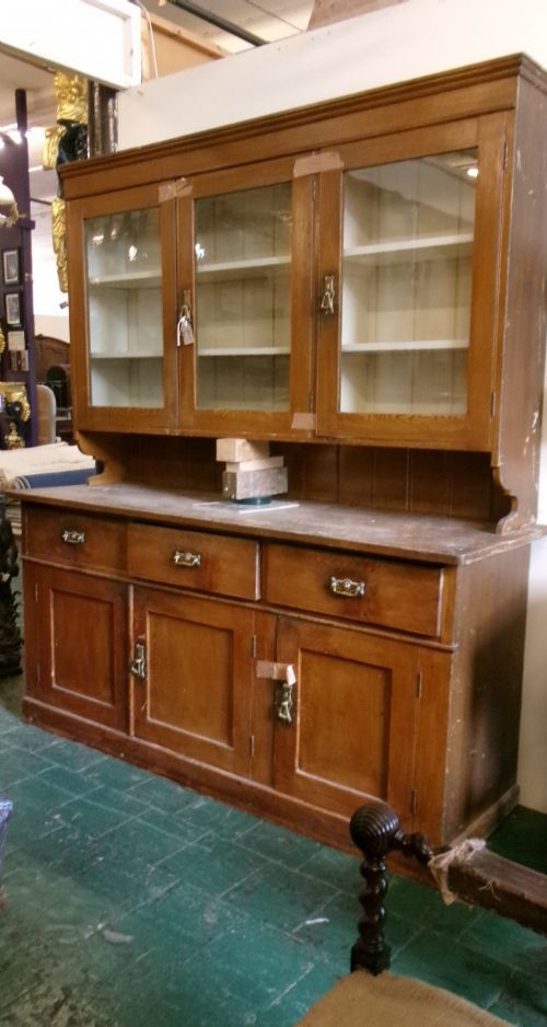 Large Victorian Pine Scumble Kitchen Cupboard