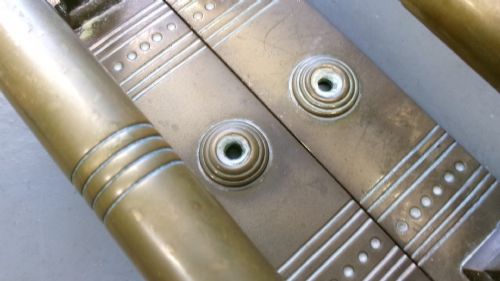 TWO PAIR OF ARTS CRAFTS BRASS DOOR HANDLES - ADDITIONAL PHOTO 2