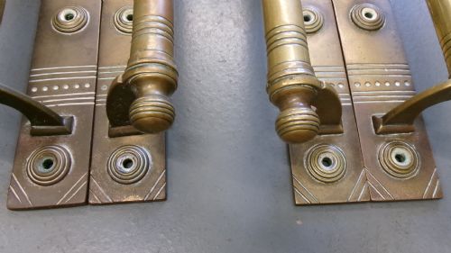 TWO PAIR OF ARTS CRAFTS BRASS DOOR HANDLES - ADDITIONAL PHOTO 10