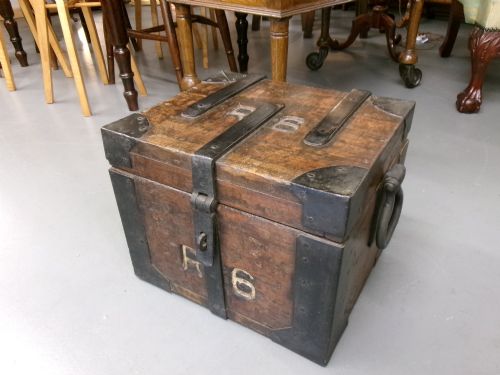 METAL BOUND HARDWOOD STRONG BOX