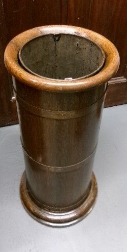 Brass Banded Oak Stick Stand Circa 1890