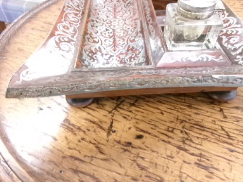 BOULLE WORK DESK STAND WITH 2 INKWELLS - ADDITIONAL PHOTO 6