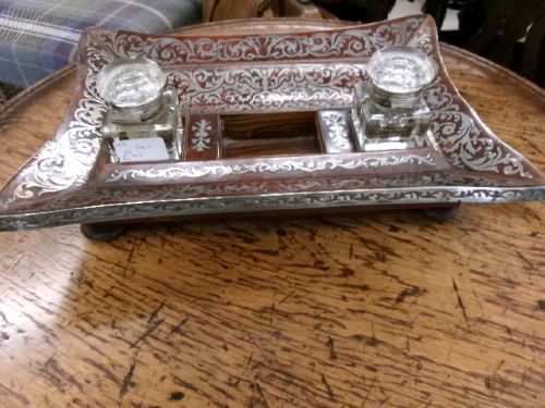 BOULLE WORK DESK STAND WITH 2 INKWELLS - ADDITIONAL PHOTO 7