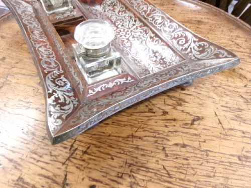 BOULLE WORK DESK STAND WITH 2 INKWELLS - ADDITIONAL PHOTO 8
