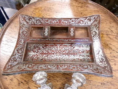 BOULLE WORK DESK STAND WITH 2 INKWELLS - ADDITIONAL PHOTO 10