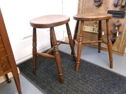 PAIR OF TAVERN STOOLS WITH OVAL DISHED TOP - ADDITIONAL PHOTO 1