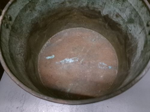 VICTORIAN COPPER BRASS SWING HANDLED CAULDRON - ADDITIONAL PHOTO 3