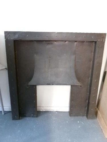 Arts & Crafts Copper Fire Front with Hood Canopy.