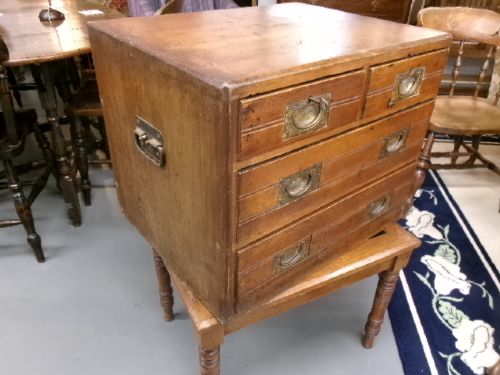 Pine Campaign Box with Drawers