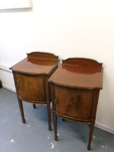Pair of Edwardian Inlaid Mahogany Bedside Cabinets