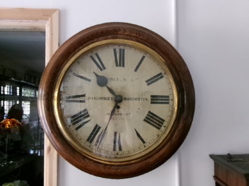 Large Size Oak Cased Fussee Wall Clock 16" Bezel