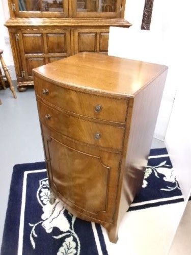 Edwardian Mahogany Bow Front 2 Drawer Cupboard