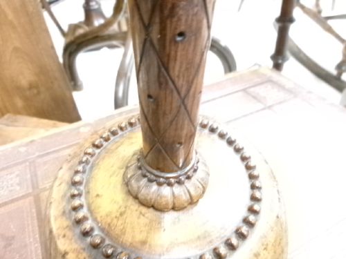 A 19th-century turned treen ceremonial mallet with a heavy rounded base and a decorative carved handle. View IX