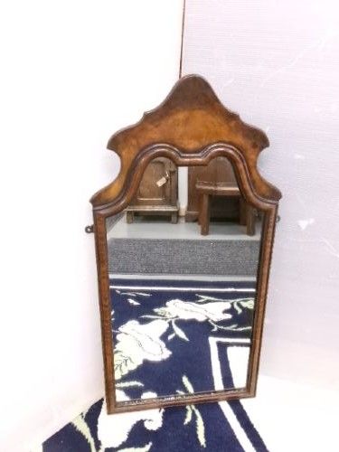 Antique Arched Top Walnut Wall Mirror