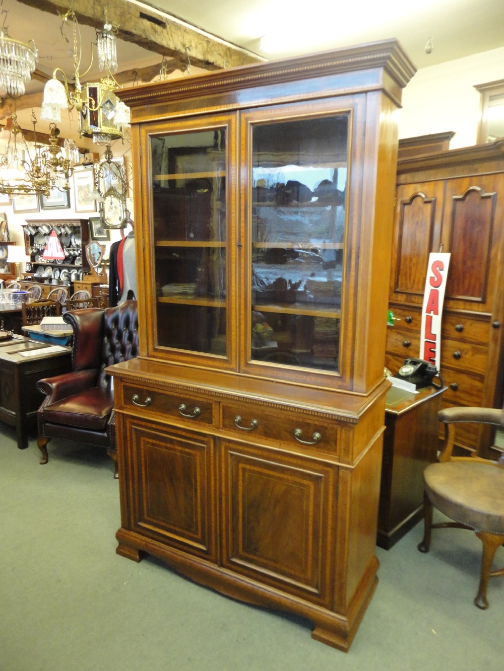 Inlaid Mahogany Bookcase