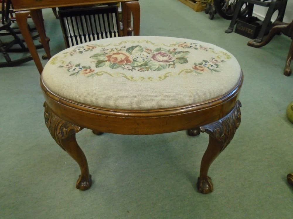 Walnut Oval Stool 