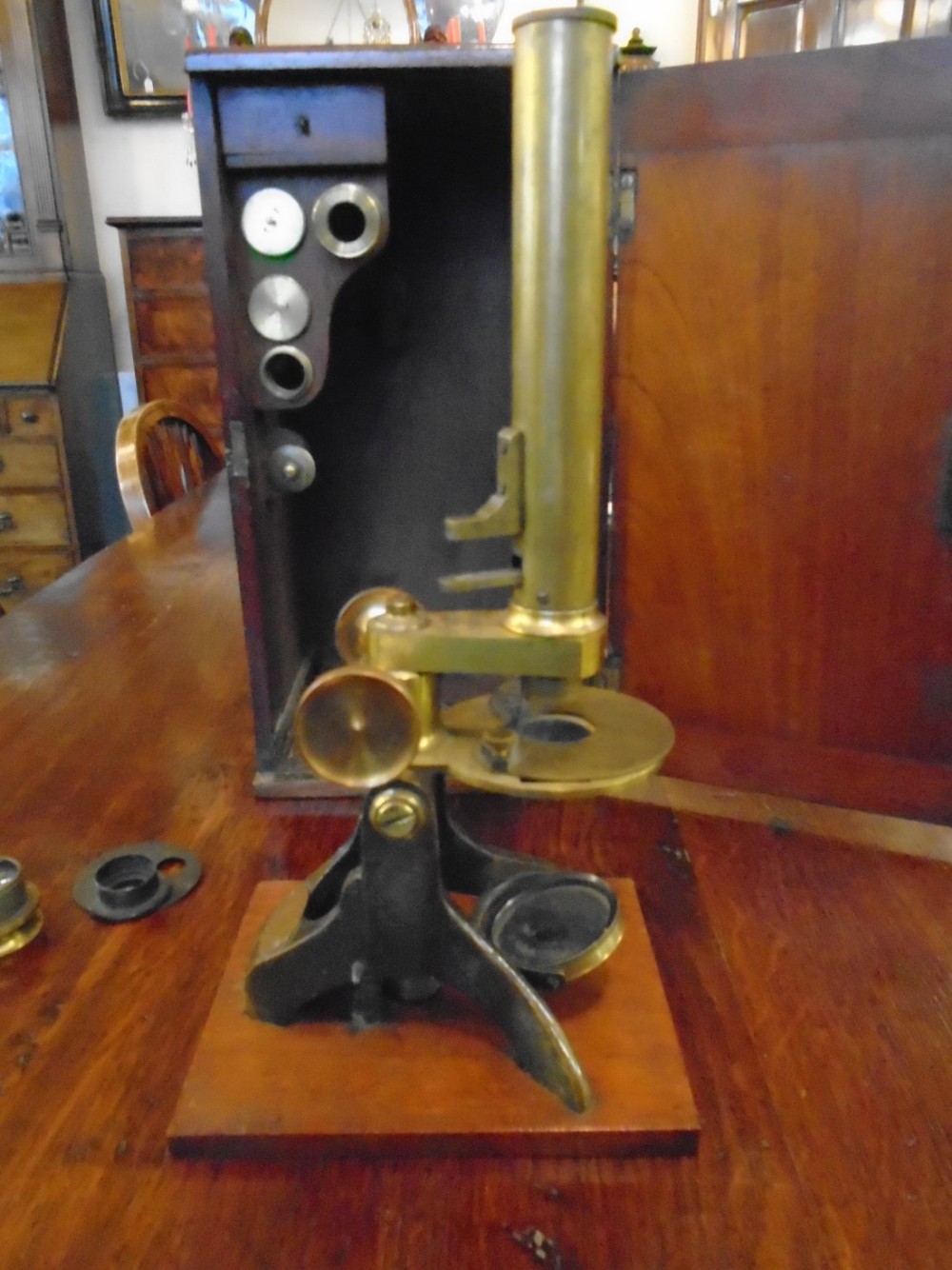 Microscope In Mahogany Case