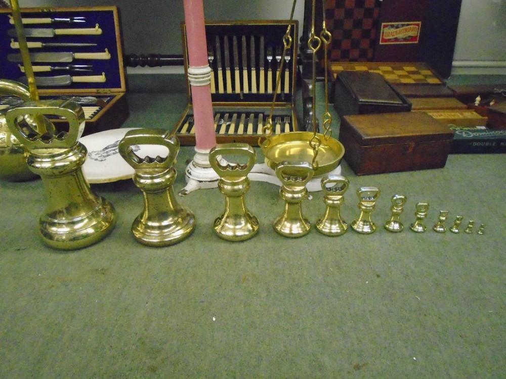 Set Of 12 Quality Brass Victorian Bell Weights 