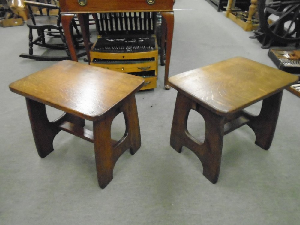 Pair Of Oak Art's & Craft's Stools