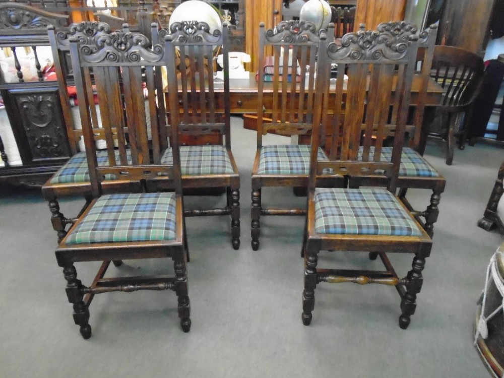 Set Of 6 Waring & Gillow Oak Chairs