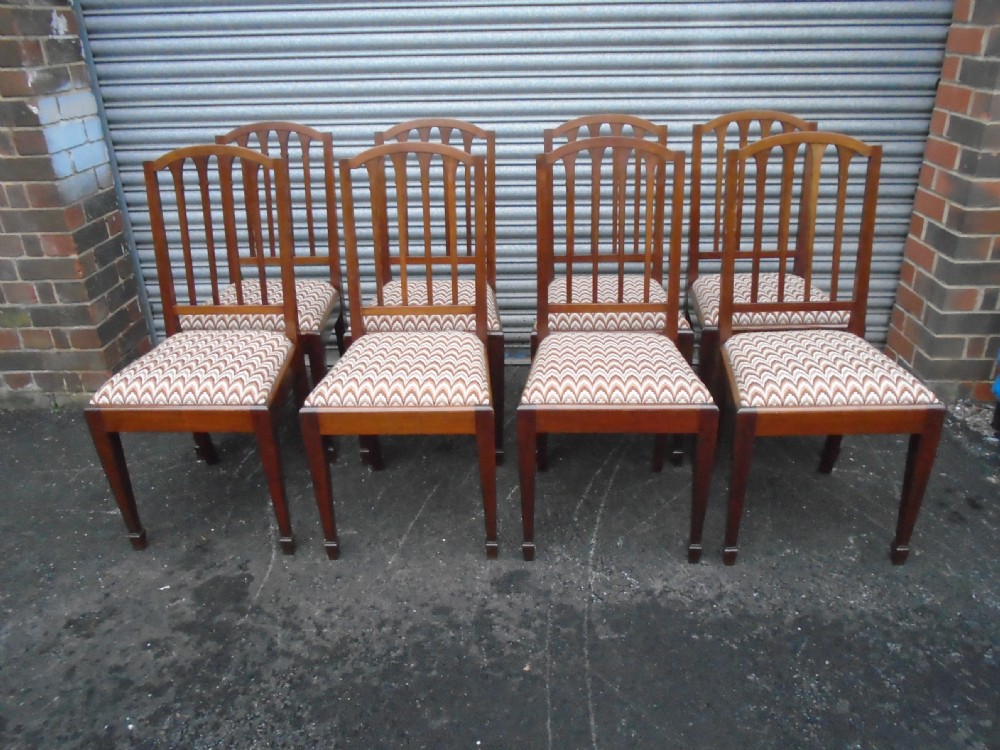 Set Of 8 Stylish Mahogany Side Chairs 