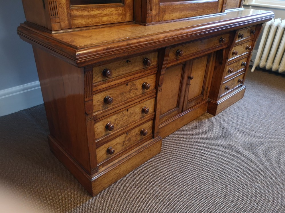 Quality Pollard Oak Breakfront Bookcase  View II