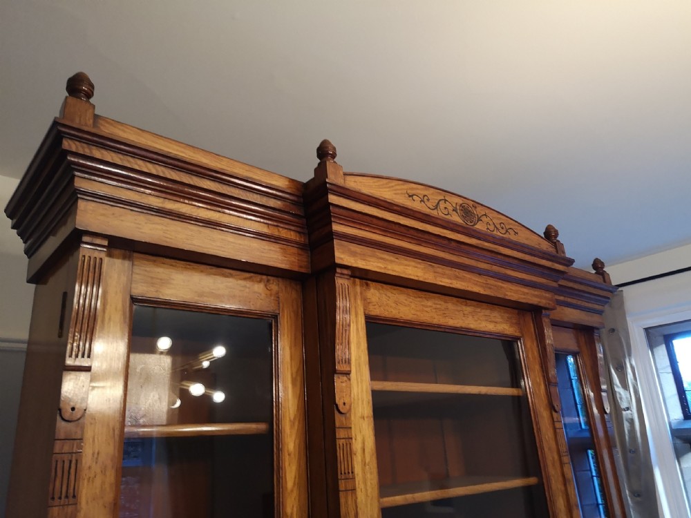 Quality Pollard Oak Breakfront Bookcase  View IV