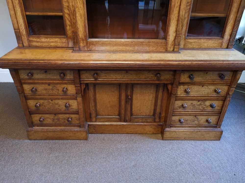 Quality Pollard Oak Breakfront Bookcase  View V