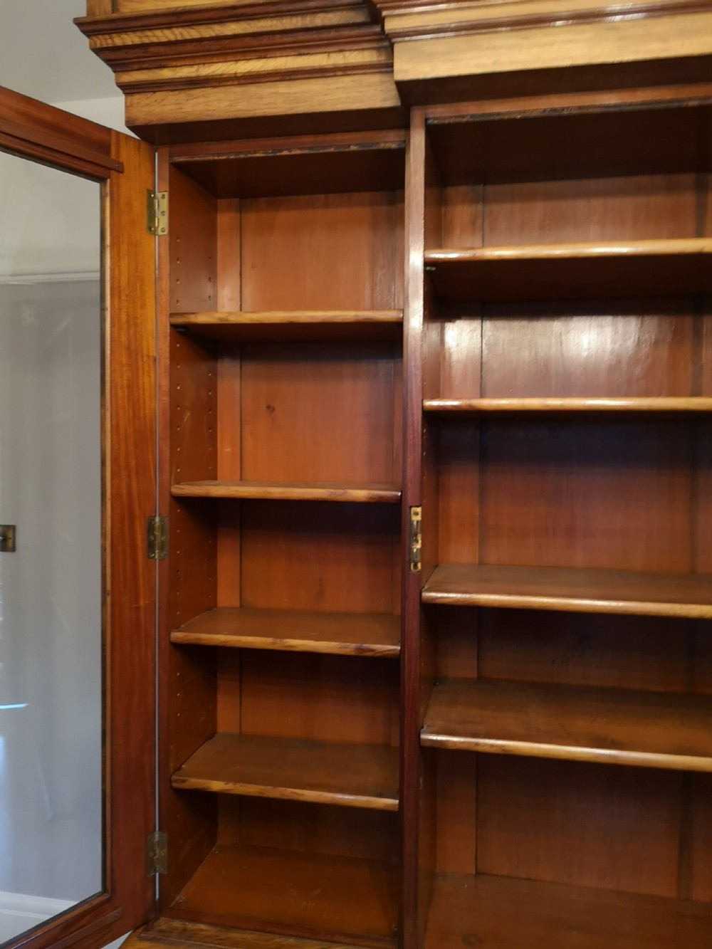 Quality Pollard Oak Breakfront Bookcase  View X