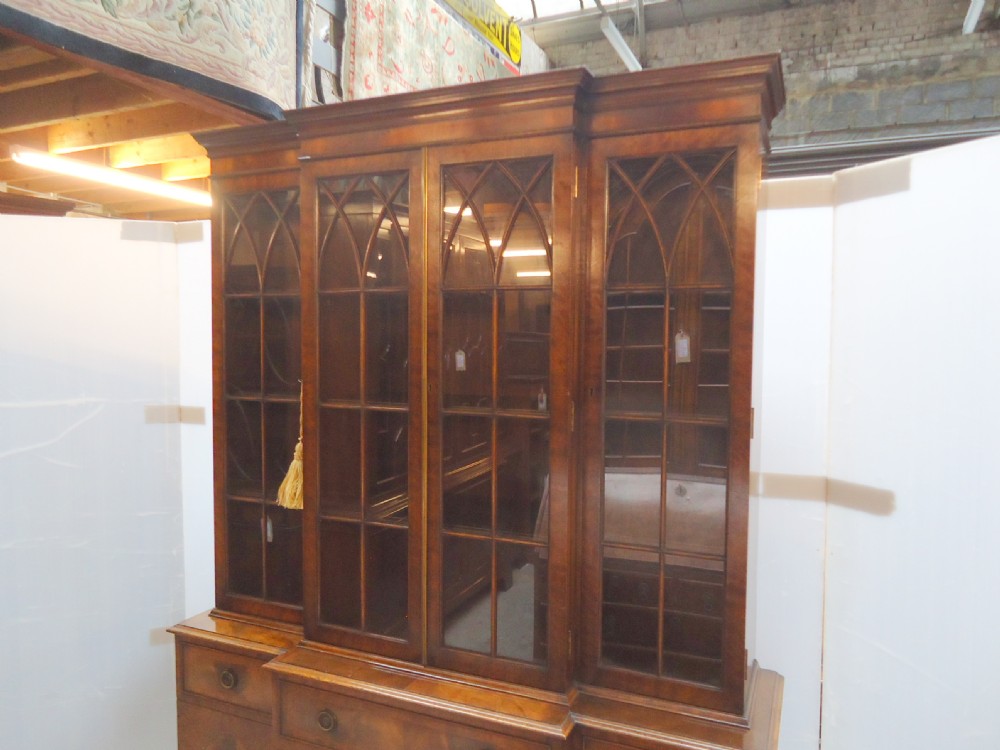 Mahogany Breakfront Bookcase  View V